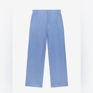 NWT BRORA Cross Dye Linen Trouser Pants Blue